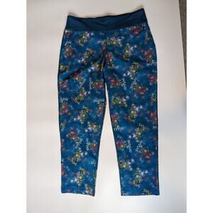 Lands' End Repreve Active Outdoor Pant Teal Tye Dye Floral Womens Size M/P 10-12